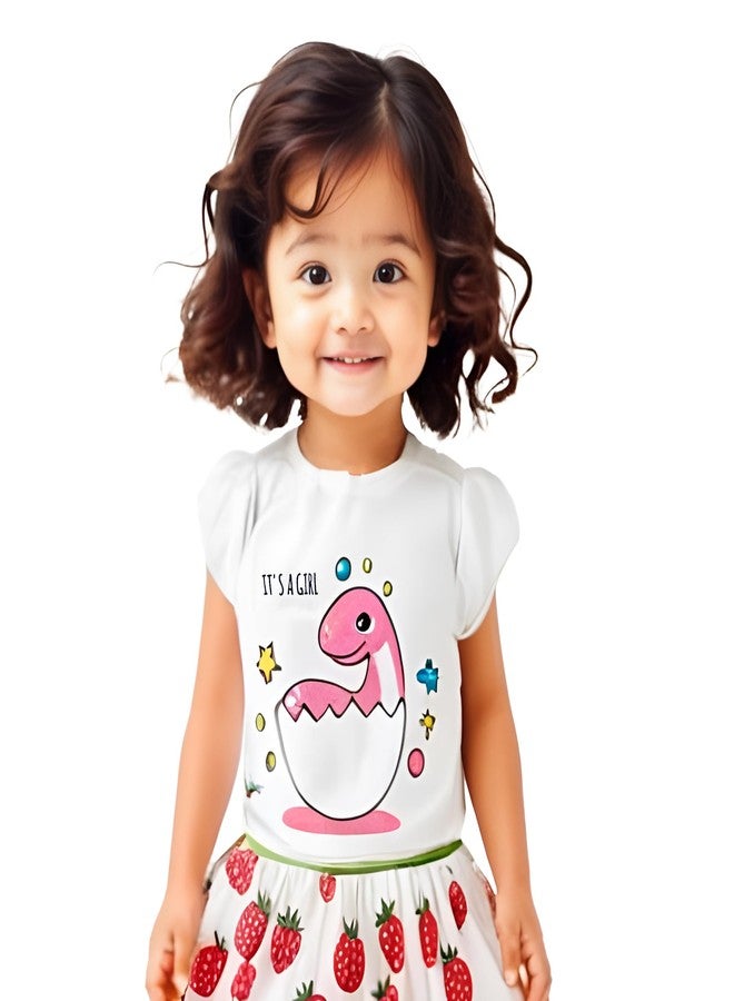 TIDOO Baby Girl Cotton Top White Tee Its a Girl Printed Design for Infants and Toddlers_12_18M_White - Image 1