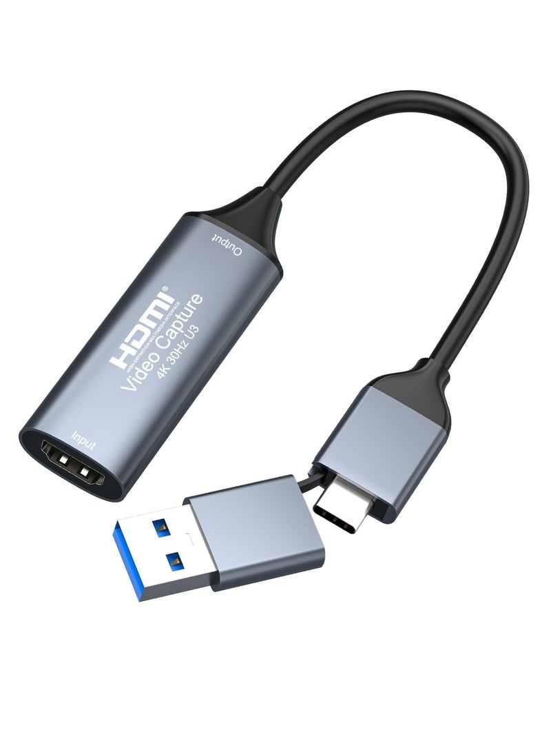 هوملي كارت التقاط فيديو 4K HDMI إلى USB 3.0/Type-C، محول تسجيل 1080P 60FPS للبث المباشر، الألعاب، التعليم 