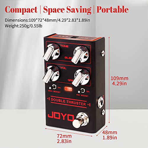 JOYO Bass Guitar Pedals High Gain Overdrive Effect Pedal with Independent Mid Frequency and Gain Boost for Bassist Electric Guitar Bass (DOUBLE THRUSTER R-28) - Image 5