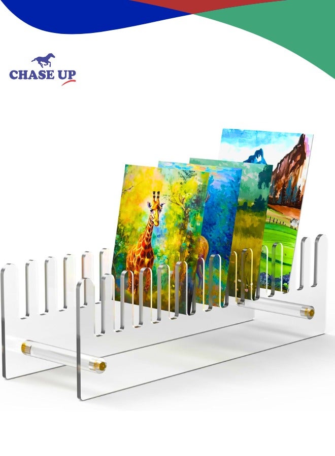 Chase Up Acrylic Display Stand for Greeting Cards, DIY Crafts, and Ziploc Bag Drying, Multi-Purpose Organizer Rack for Retail Stores or Home Use, Clear Space-Saving Design, Easy to Assemble and Durable - Image 1