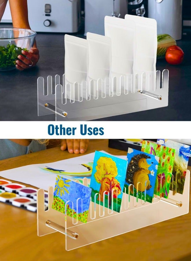 Chase Up Acrylic Display Stand for Greeting Cards, DIY Crafts, and Ziploc Bag Drying, Multi-Purpose Organizer Rack for Retail Stores or Home Use, Clear Space-Saving Design, Easy to Assemble and Durable - Image 3