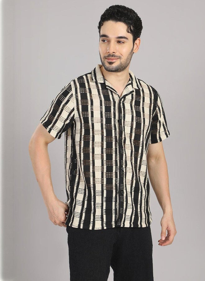 Hence Men Relaxed Striped Casual Shirt with Cuban Collar - Image 5