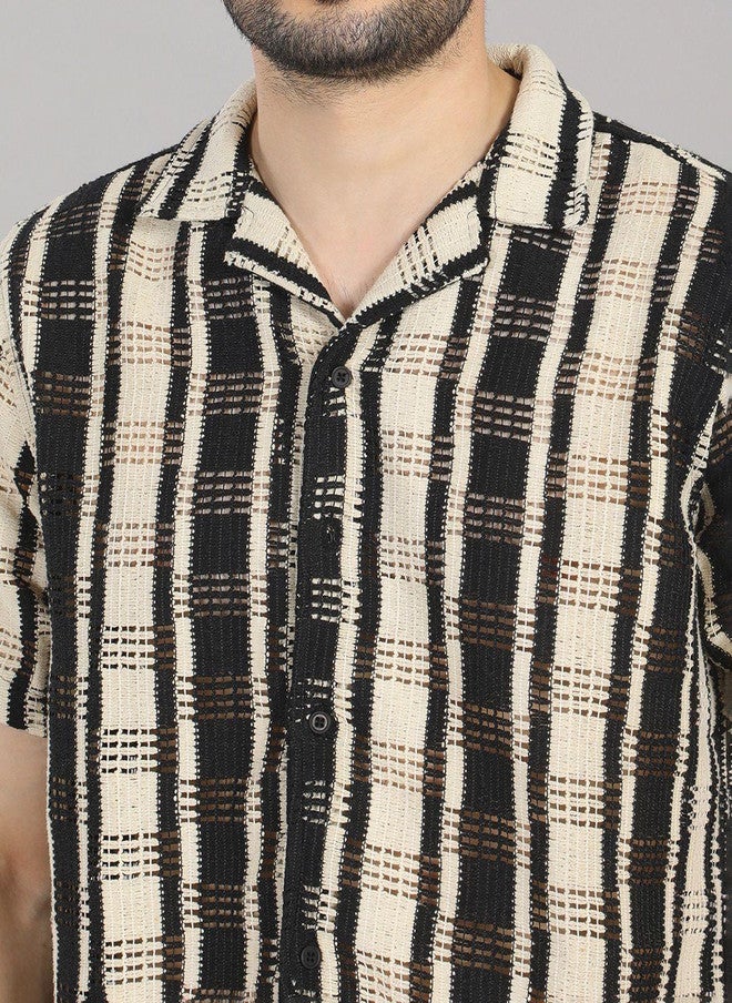 Hence Men Relaxed Striped Casual Shirt with Cuban Collar - Image 4