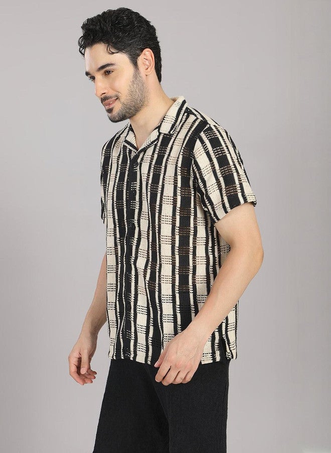 Hence Men Relaxed Striped Casual Shirt with Cuban Collar - Image 2