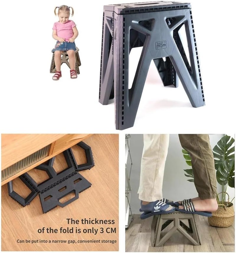 Supermom Folding Stool 18 Inch – Foldable Step Stool with Non-Slip Surface, Holds Up to 95Kg, Portable & Durable for Kitchen, Bathroom, Garden, Bedroom, Adults Use & Safe Enough for Kids (Pack of 1) - Image 3