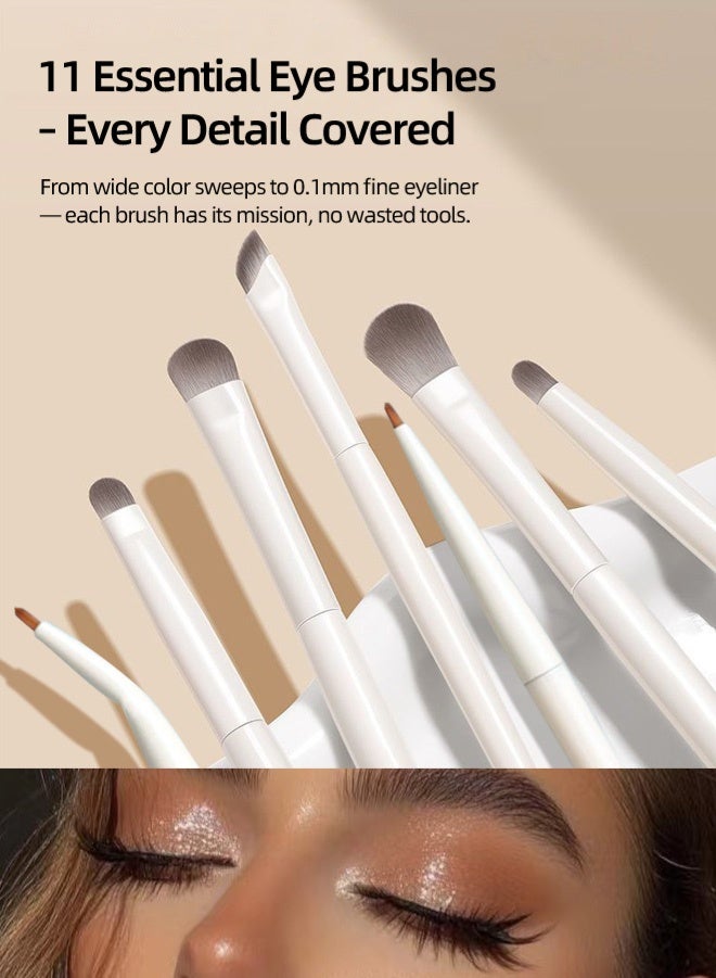 Zcheer 11pcs Eye Makeup Brush Set with Bag – Fine Angled Ultra-Thin Precision Eyeliner & Eyebrow Brush, Eyeshadow, Blending, Concealer, Multi-Functional Professional Eye Makeup Kit - Image 3