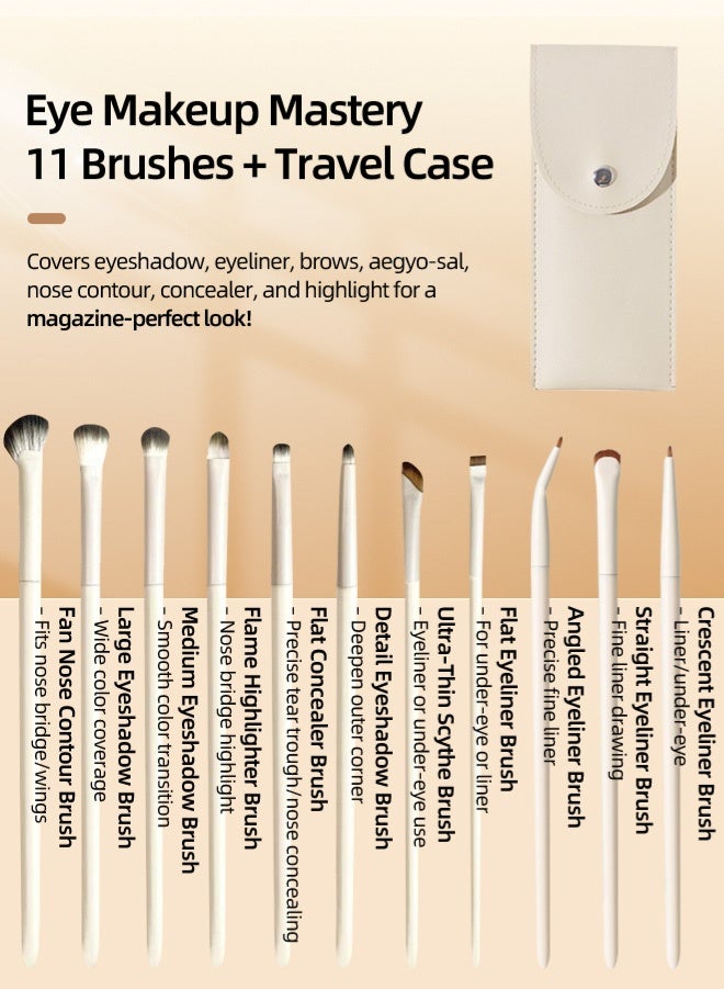 Zcheer 11pcs Eye Makeup Brush Set with Bag – Fine Angled Ultra-Thin Precision Eyeliner & Eyebrow Brush, Eyeshadow, Blending, Concealer, Multi-Functional Professional Eye Makeup Kit - Image 2