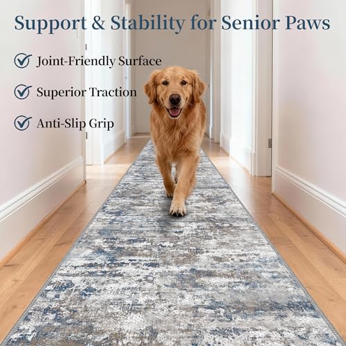 TTelephant Non Slip Floor Runners for Dogs 2.6x12 Washable Runner Rug Abstract, Joint Support for Senior Dogs, Woven, Extra Grip Traction Runners for Hallway, Entryway, Walkway, Multi - Image 2
