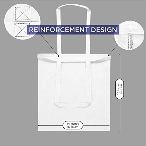 Lify Reusable Canvas Tote Bags Pack of 3 Piece [14 X 16 Inch, 35.56 x 40.64 cm, Natural, Off-White] - Image 2