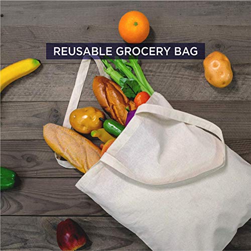 Lify Reusable Canvas Tote Bags Pack of 3 Piece [14 X 16 Inch, 35.56 x 40.64 cm, Natural, Off-White] - Image 3