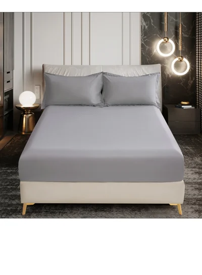 Donetella Bedding Fitted Sheet - Fits 150x200 Cm Bed For Queen Bed 3 Pcs (1 Fitted Sheet and 2 Pillowcases) - 30 Cm Deep Pocket - Solid Bed Sheet