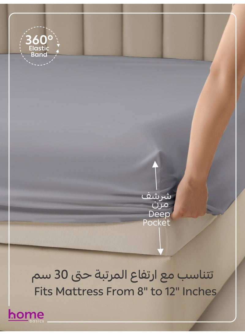 دوناتيلا طقم شرشف مطاط 3 قطع مزدوج 200×203 سم 35 سم فائق النعومة لون رمادي بيج - Image 4