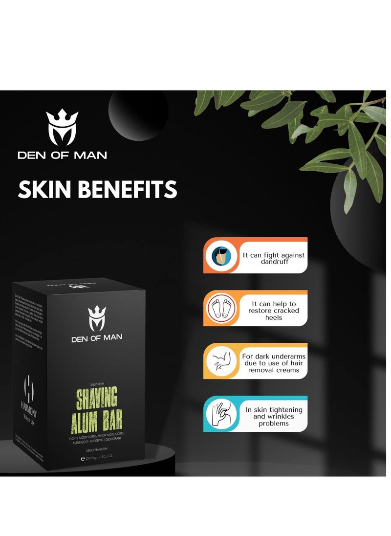 DEN OF MAN - Alum Stone Shaving Bar fitkari 2 Pieces of 100gm for Razor Burns Minor Cuts Skin Antiseptic Achieve a Smooth and Refreshing Shave Every Time - Image 1