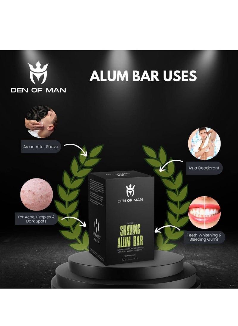 DEN OF MAN - Alum Stone Shaving Bar fitkari 2 Pieces of 100gm for Razor Burns Minor Cuts Skin Antiseptic Achieve a Smooth and Refreshing Shave Every Time - Image 1