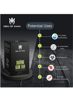 DEN OF MAN Alum Stone Shaving Bar fitkari 2 Pieces of 100gm for Razor Burns Minor Cuts Skin Antiseptic Achieve a Smooth and Refreshing Shave Every Time  - Image 4