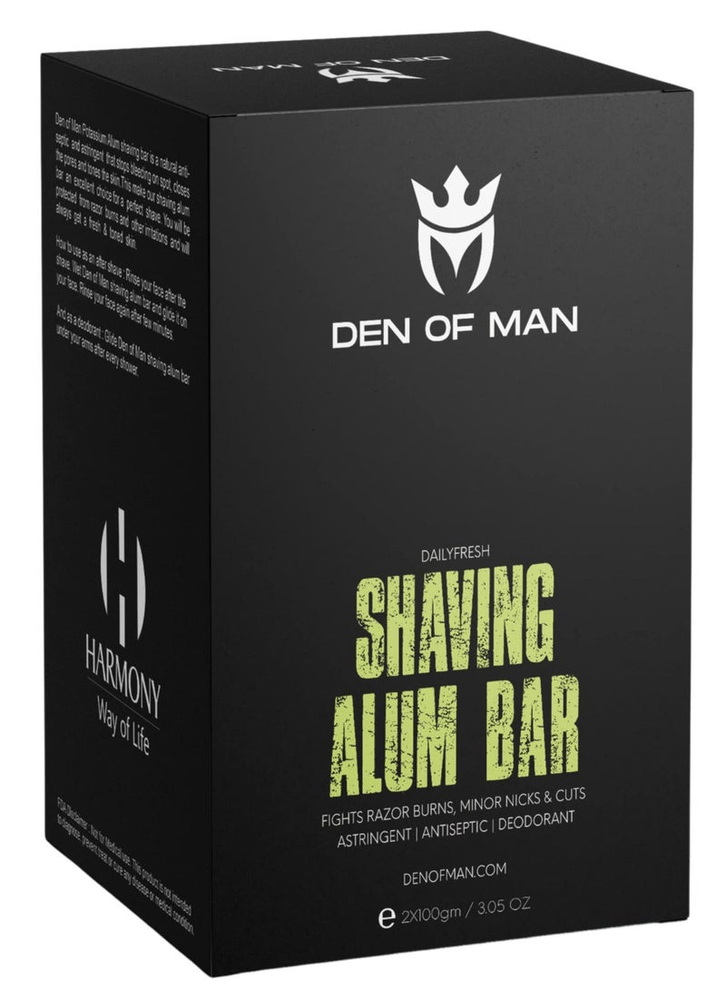 DEN OF MAN Alum Stone Shaving Bar fitkari 2 Pieces of 100gm for Razor Burns Minor Cuts Skin Antiseptic Achieve a Smooth and Refreshing Shave Every Time - Image 1