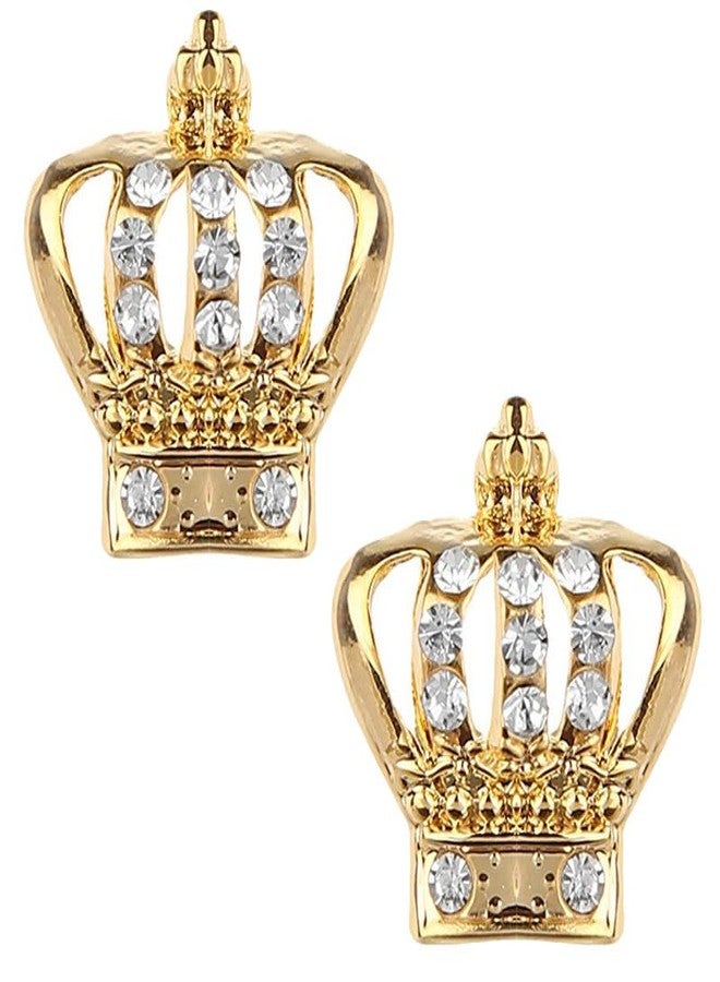 Mahi Combo of 2 Crown Brooch Suit Collar Accessories with crystals for Men (CO1105644G2Q) - Image 1