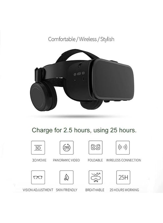 نظارات واقع افتراضي للهواتف المحمولة، سماعة VR بلوتوث لأجهزة iPhone/Samsung، نظارات واقع افتراضي ثلاثية الأبعاد مع جهاز تحكم عن بُعد لاسلكي، نظارات VR للأفلام والألعاب للهواتف بنظام Android/iOS.