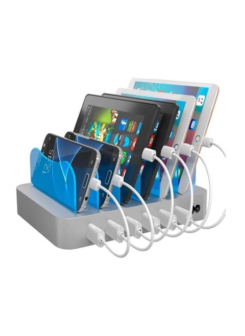 USB Charging Dock - 6 Ports- Fast Charging Station For Multiple Devices Apple - Multi-Device Charger Station - Compatible With Apple IPad IPhone And Android Phones And Tablets