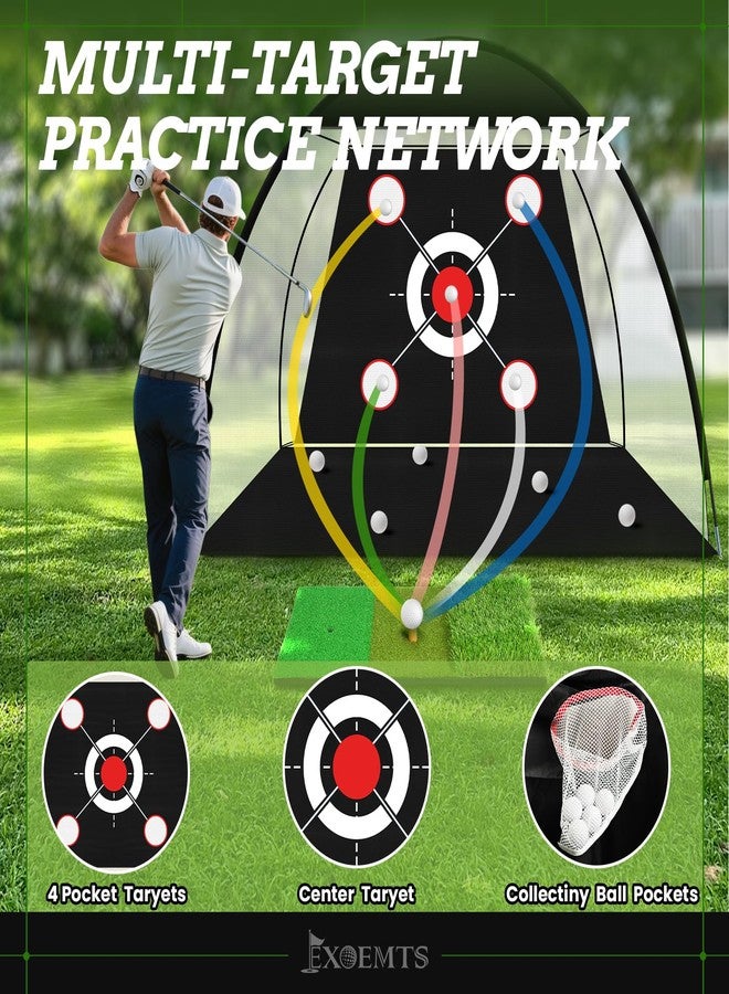 EXOEMTS Golf Net 10x7FT with Tri-Turf Mat, Ball, Target & Bag, All-in-One Golf Practice Hitting Net for Backyard Driving, Chipping & Swing, Indoor Outdoor Training Aid, Gift for Men Dad Him Golfer - Image 5