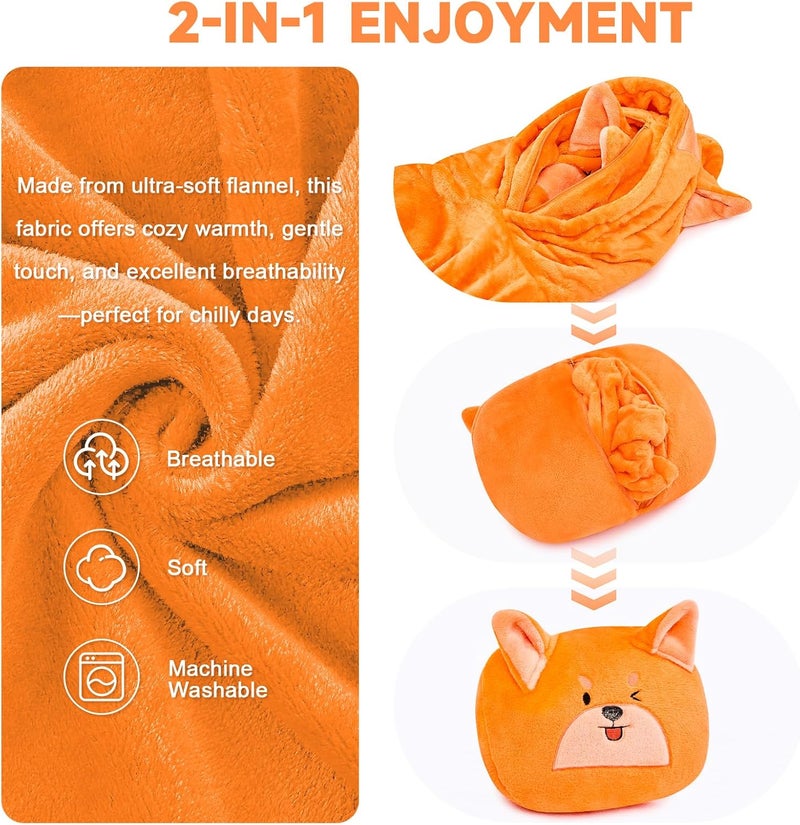 IFNOW Wearable Blanket Hoodie Kids, Oversized Fleece Blanket Sweatshirt Christmas Birthday Gifts for Boys, Girls, Teen Hoodie with Portable Foldable Blanket Pillow, Animal Embroidery 5-15 Years, Fox - Image 5