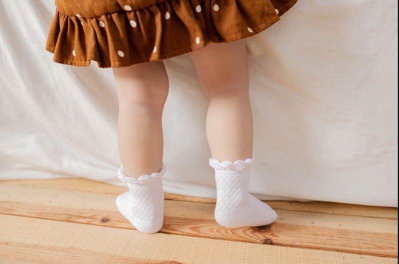 Looching Pack of 5 Mesh Thin Baby Girls Boys Cotton White Socks Toddler Kids No Show Ankle Socks 1-10T â€¦ (Ruffles 5 color, 1-3 Y) - Image 4