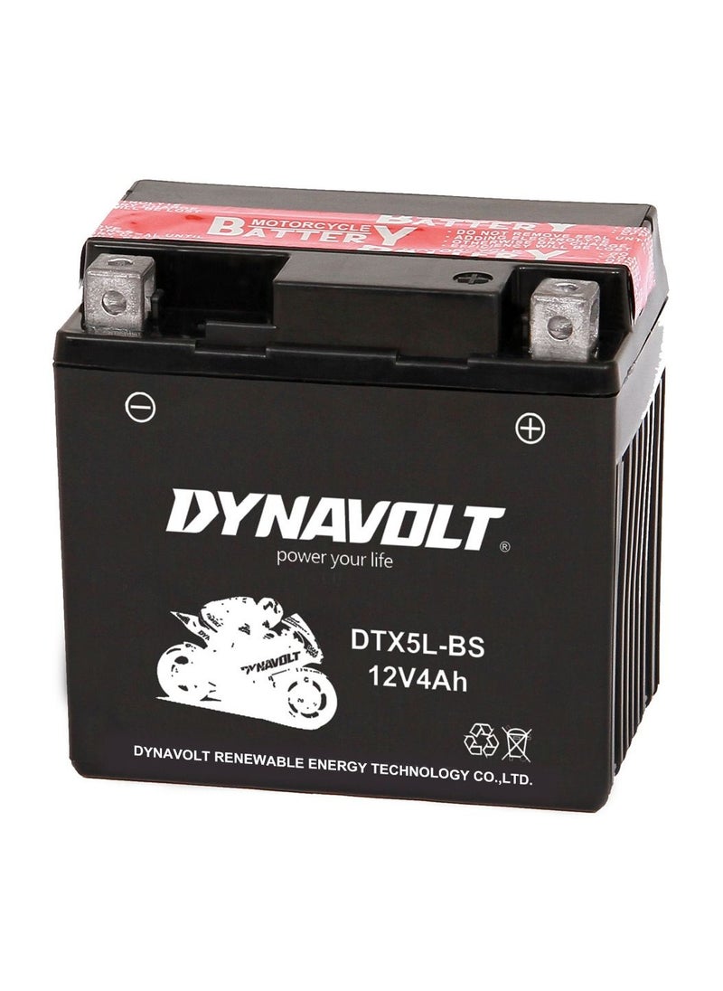DYNAVOLT - Motorcycle Battery DTX5L-BS (YTX5L-BS) Maintenance Free Dry Charged Battery With Acid Pack 12V-4Ah - Image 1