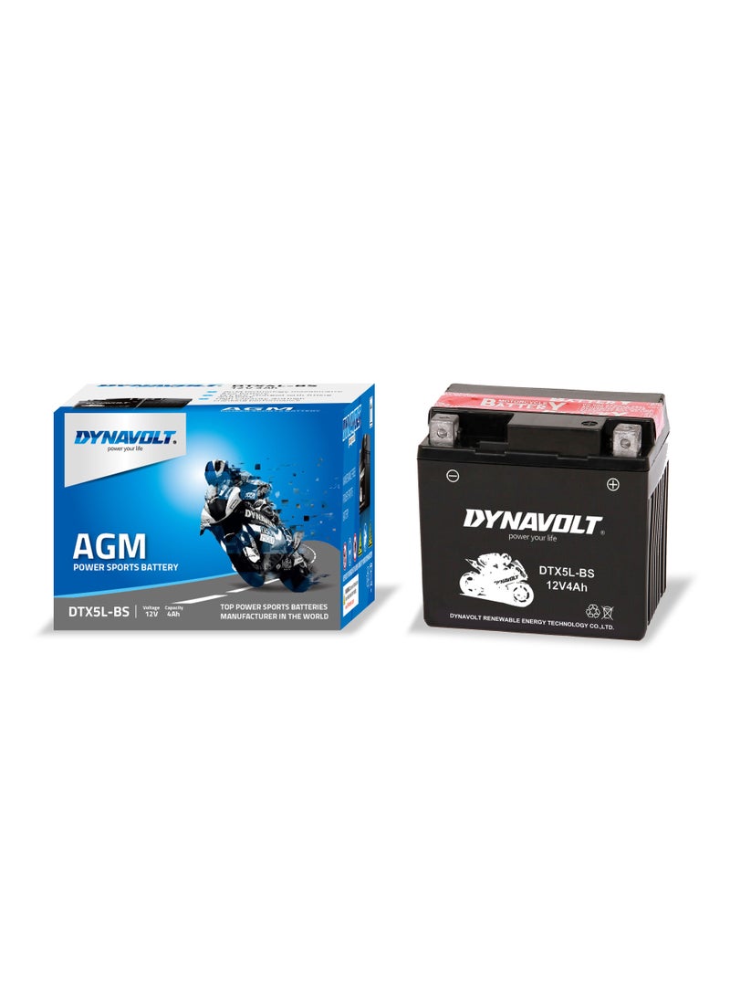 DYNAVOLT - Motorcycle Battery DTX5L-BS (YTX5L-BS) Maintenance Free Dry Charged Battery With Acid Pack 12V-4Ah - Image 1