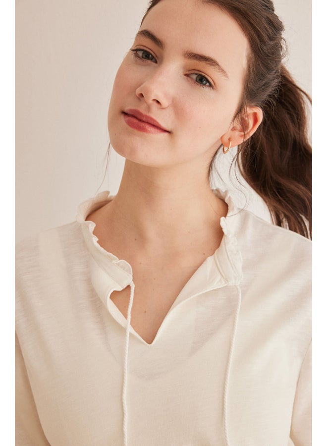 women'secret long sleeve V-neck T-shirt - Image 2