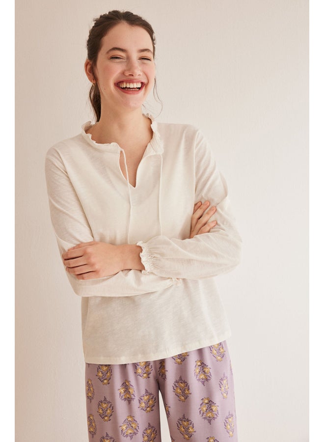 women'secret long sleeve V-neck T-shirt - Image 3