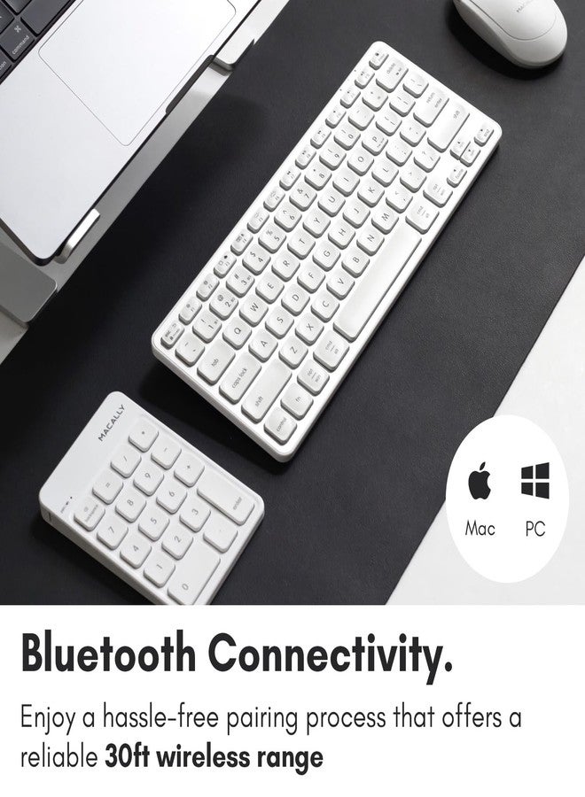 ماكالي لوحة مفاتيح ماكالي اللاسلكية بتقنية بلوتوث، مزودة بلوحة أرقام رقمية، متوافقة مع أجهزة الكمبيوتر المحمولة، وأجهزة أبل ماك، وآي ماك، وماك بوك برو/إير، وآيباد، وأجهزة الكمبيوتر التي تعمل بنظام ويندوز، والأجهزة اللوحية، وأجهزة الكمبيوتر المكتبية. قابلة لإعادة الشحن، لوحة أرقام رفيعة مكونة من 18 مفتاحًا - لون أبيض - Image 4
