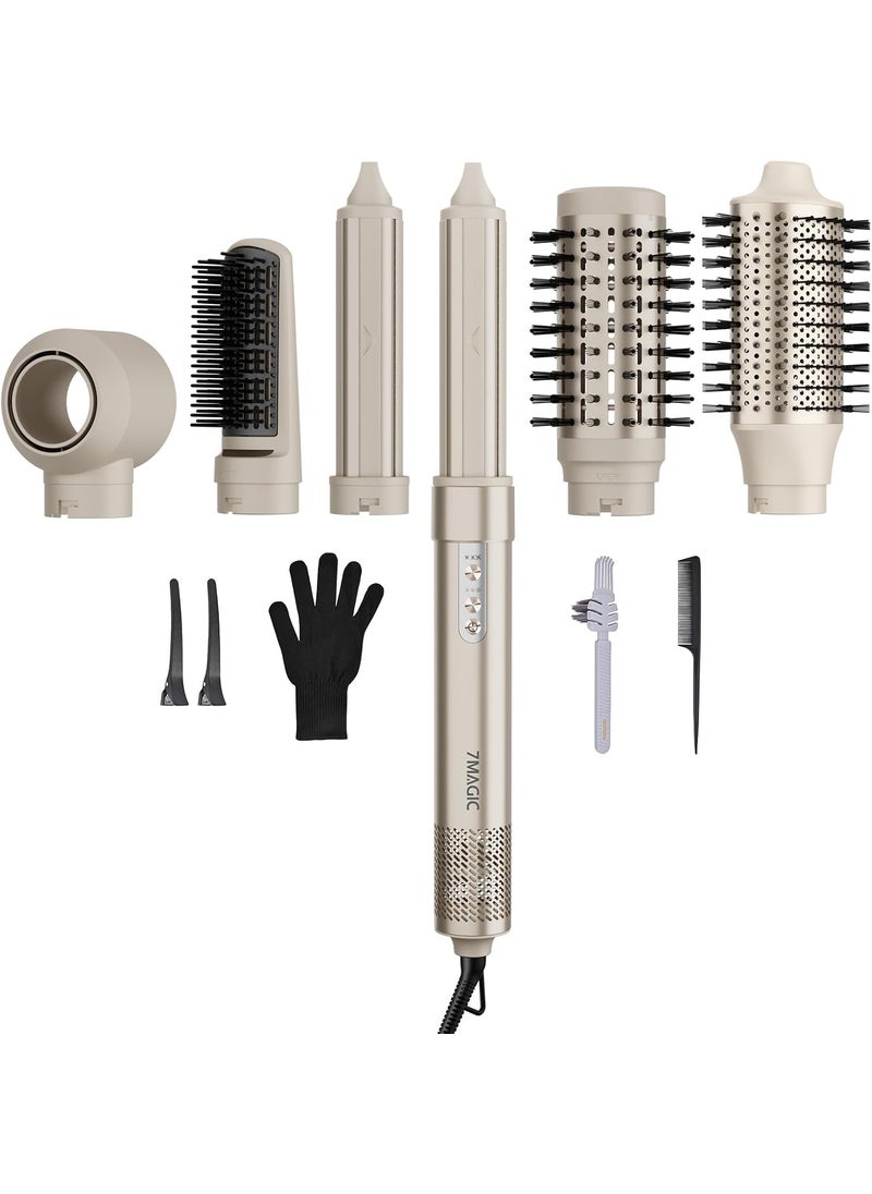7MAGIC 7MAGIC Hair Dryer Brush  6 in 1 Hair Styler110000 RPM HighSpeed Negative Ionic Hair Dryer Fast Drying Multi Hair Styler Professional Blow Dryer Brush for Curling Volumizing Straightening Styling 