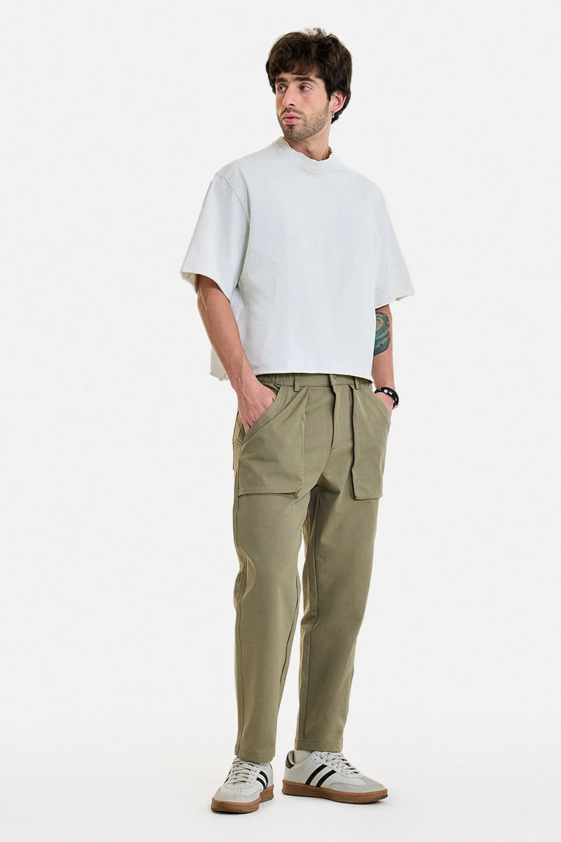 سنيتش Olive Solid Straight Fit Streetwear Cargo