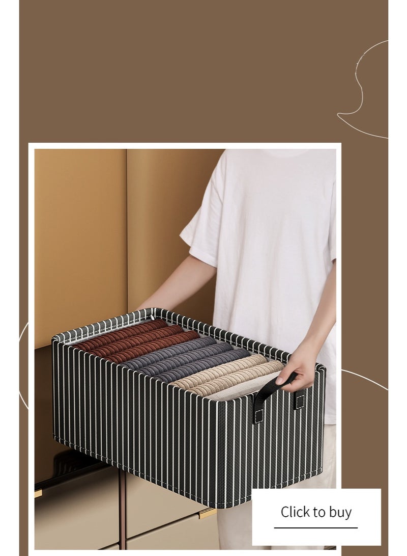 هومستر شريط أسود سعة كبيرة صندوق تخزين مع إطار فولاذي، مقابض حمل يدوية، أكسفورد مطوية خزانة تخزين للملابس بطانيات ألعاب منظمة، غرفة النوم المنزلية صندوق تخزين مع مقابض 47*28*20 سم - Image 5