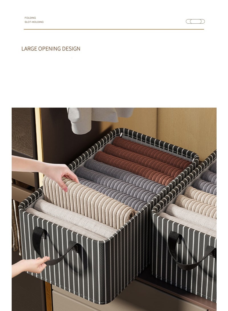 هومستر شريط أسود سعة كبيرة صندوق تخزين مع إطار فولاذي، مقابض حمل يدوية، أكسفورد مطوية خزانة تخزين للملابس بطانيات ألعاب منظمة، غرفة النوم المنزلية صندوق تخزين مع مقابض 47*28*20 سم - Image 2