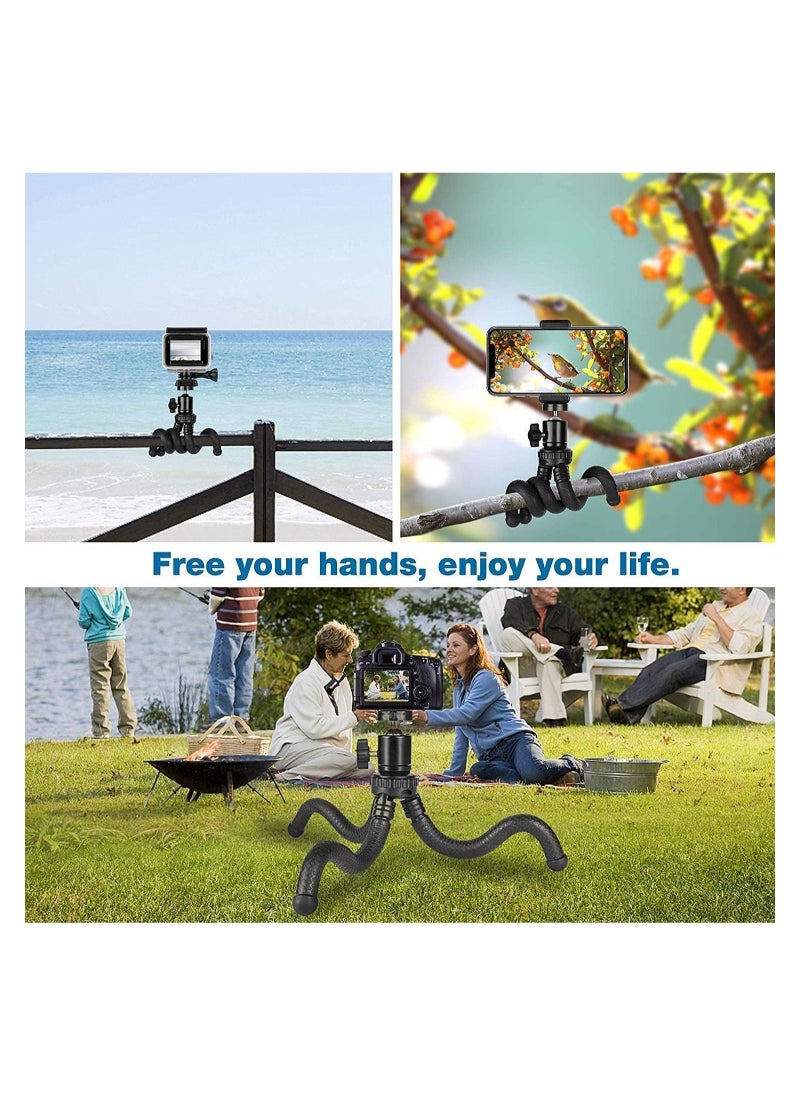 ELTRAZONE - Phone Tripod, Flexible Cell Phone Tripod Adjustable Camera Stand Holder with Wireless Remote and Universal Clip 360° Rotating Mini Tripod Stand for iPhone - Image 1