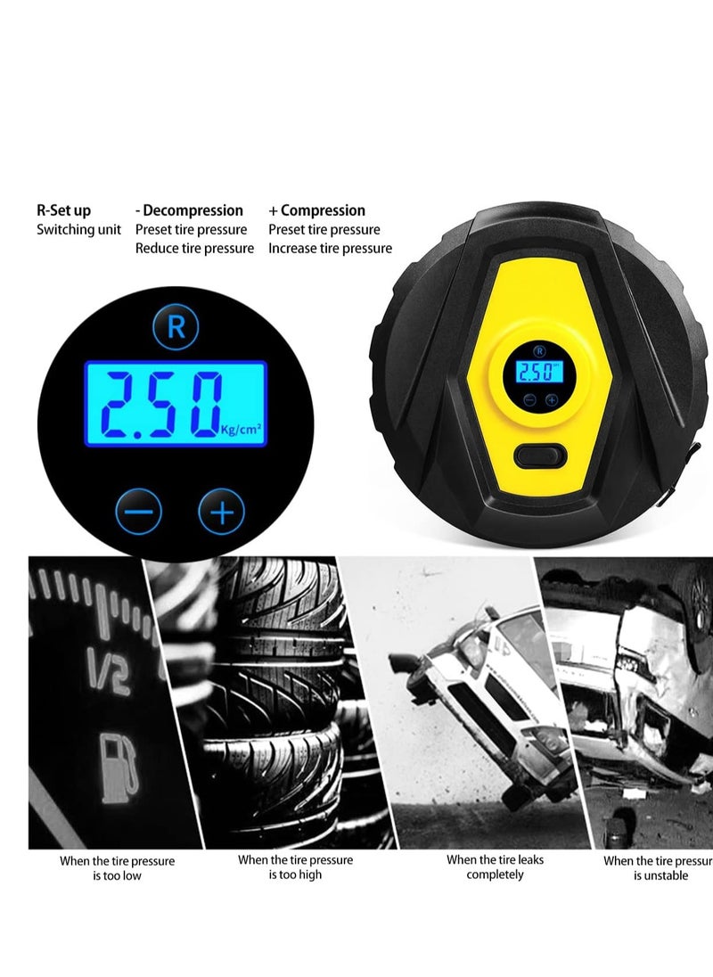 Generic - HuaKe Car Tire Inflator Air Compressor 12V DC, Digital Car Tire Pump 160 PSI, Preset Tire Pressure & Auto Shutoff, LED Light, Electric Air Pump for Car/Bike/Ball/Rubber Boat/ Beach Floating Bed - Image 1