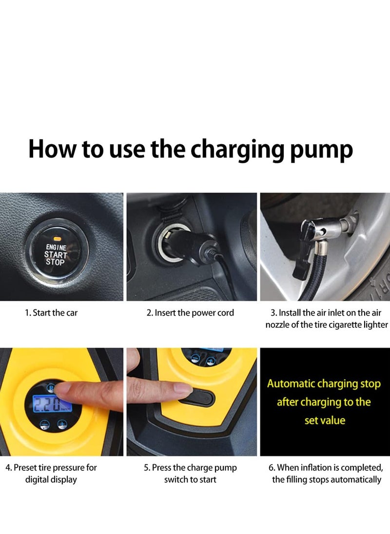 Generic - HuaKe Car Tire Inflator Air Compressor 12V DC, Digital Car Tire Pump 160 PSI, Preset Tire Pressure & Auto Shutoff, LED Light, Electric Air Pump for Car/Bike/Ball/Rubber Boat/ Beach Floating Bed - Image 1
