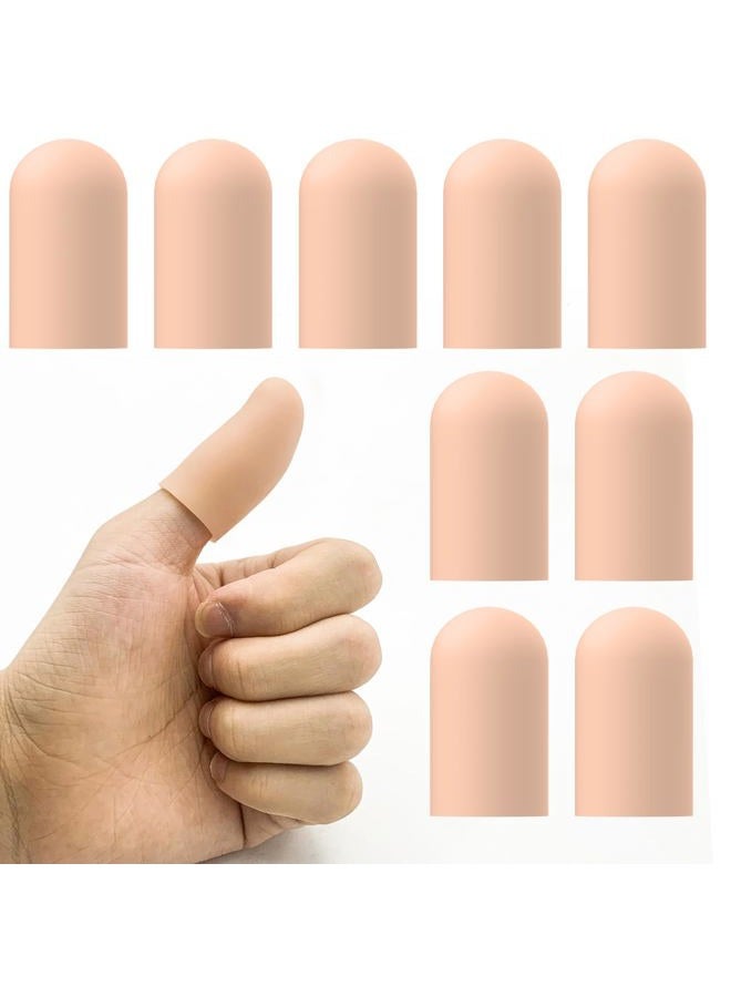 TYTDOUTER Thumb Gel Finger Cot, 10 Pieces Silicone Finger Caps, Rubber Finger Protector Caps for Trigger, Arthritis, Cracking, Peeling, Hangnail, Callus and Pain Relief, (Nude, Medium) - Image 1