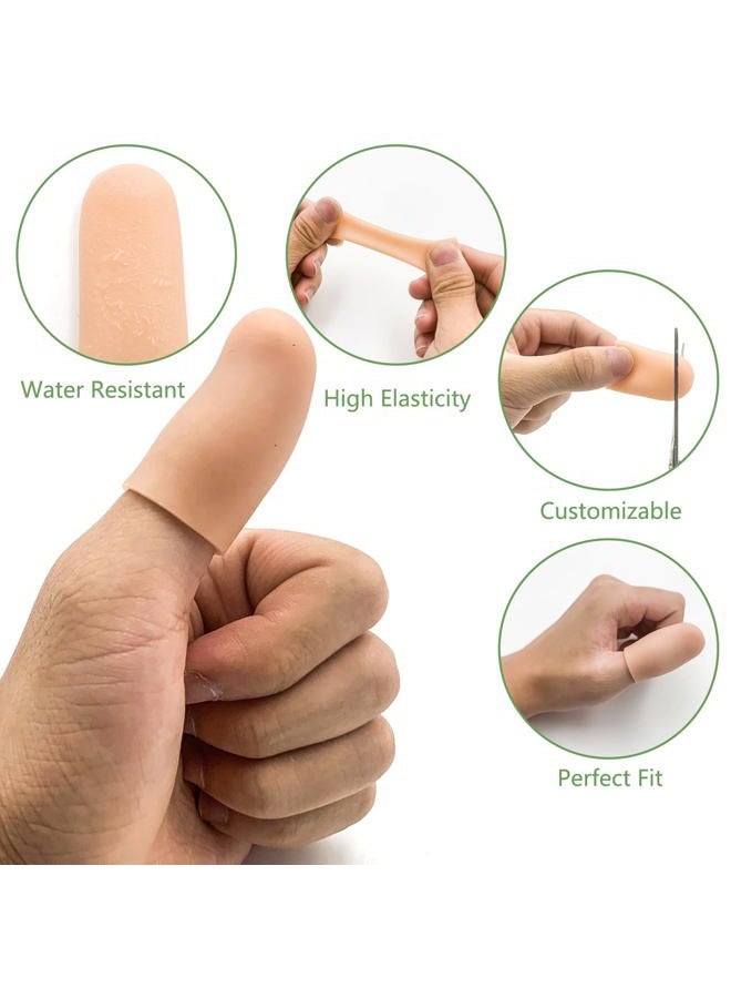 TYTDOUTER Thumb Gel Finger Cot, 10 Pieces Silicone Finger Caps, Rubber Finger Protector Caps for Trigger, Arthritis, Cracking, Peeling, Hangnail, Callus and Pain Relief, (Nude, Medium) - Image 2