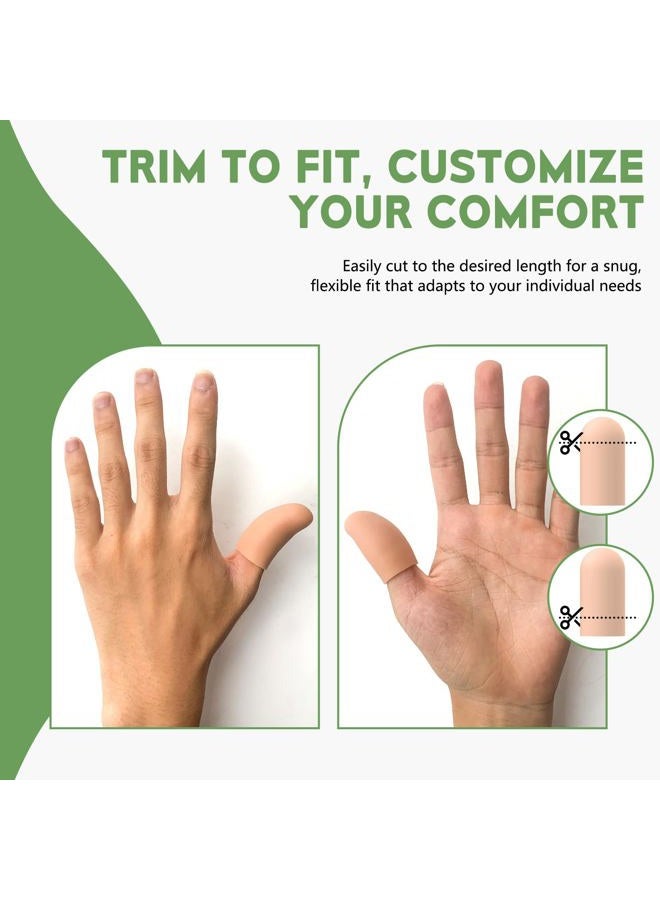 TYTDOUTER Thumb Gel Finger Cot, 10 Pieces Silicone Finger Caps, Rubber Finger Protector Caps for Trigger, Arthritis, Cracking, Peeling, Hangnail, Callus and Pain Relief, (Nude, Medium) - Image 3
