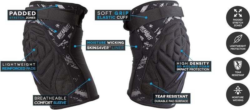 VIRTUE Breakout Knee Pads - Lightweight Multi-Sports Protective Pads with Moisture Wicking Compression Sleeve Liner and High Density 3D Molded Foam for High Impact Protection - Black - Image 2