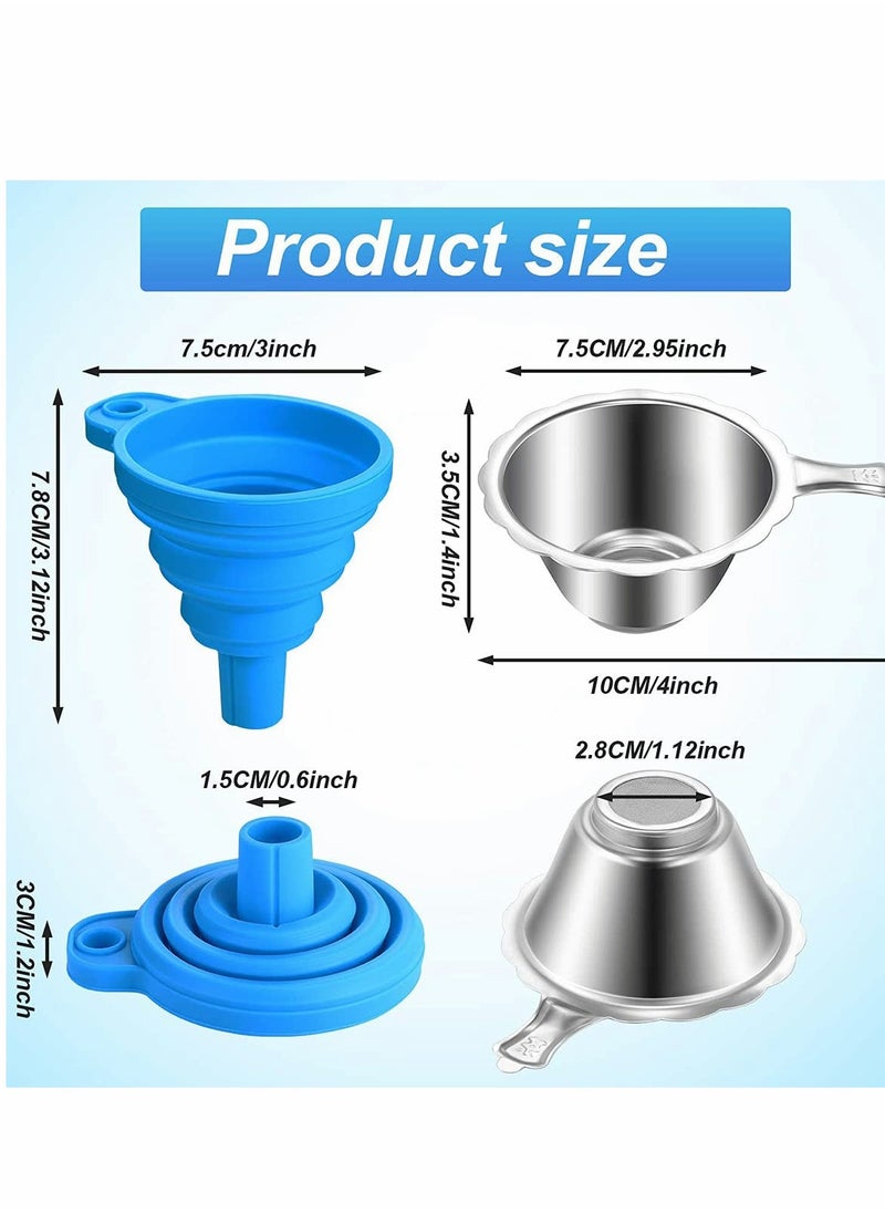 KASTWAVE Kitchen Funnel, Collapsible Silicone Funnels and Stainless Steel Resin Filter Cups Kitchen Gadgets Foldable Funnel, for Pouring Resin Back into Bottle 6 Pack  - Image 2