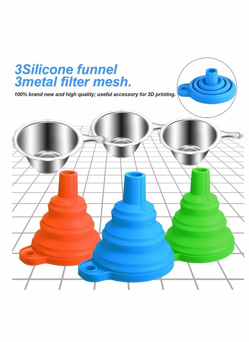 KASTWAVE Kitchen Funnel, Collapsible Silicone Funnels and Stainless Steel Resin Filter Cups Kitchen Gadgets Foldable Funnel, for Pouring Resin Back into Bottle 6 Pack  - Image 5
