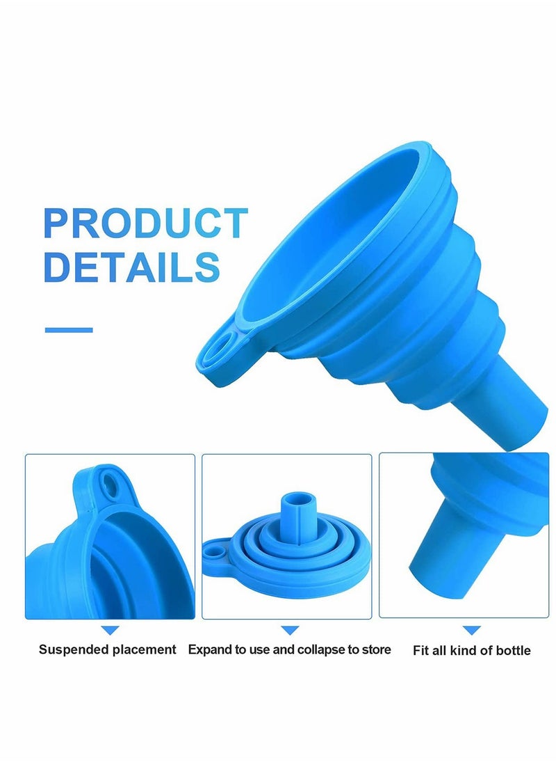 KASTWAVE Kitchen Funnel, Collapsible Silicone Funnels and Stainless Steel Resin Filter Cups Kitchen Gadgets Foldable Funnel, for Pouring Resin Back into Bottle 6 Pack  - Image 3