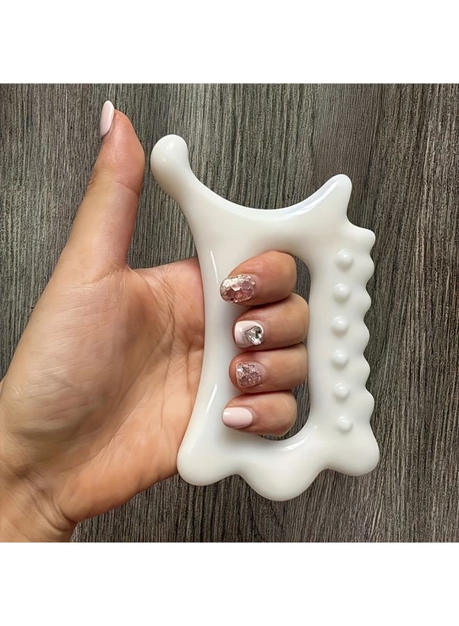 Porcelain White Ergonomic Thumb Massage Tool for Deep Tissue Relaxation Facial Contouring Acupressure - Image 1