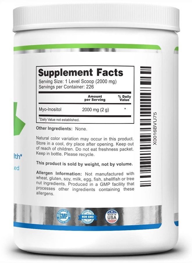 Zazzee - Myo-Inositol Powder, 226 Servings, 16 Ounces, 2000 mg per Serving, Includes Free Scoop for Exact Dosage, 100% Pure, Vegan and Non-GMO - Image 1