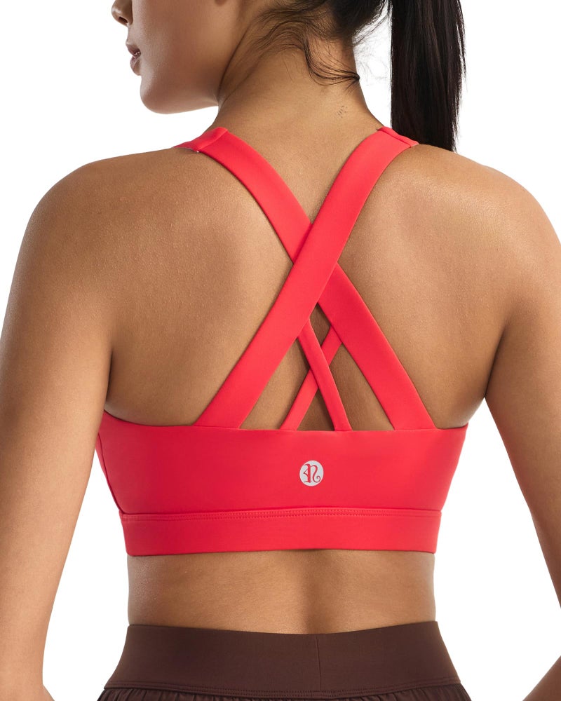 Women's Strappy Criss-Cross Back Sports Bra with Removable Padded Cups, Medium Support, Wire-Free - Image 1