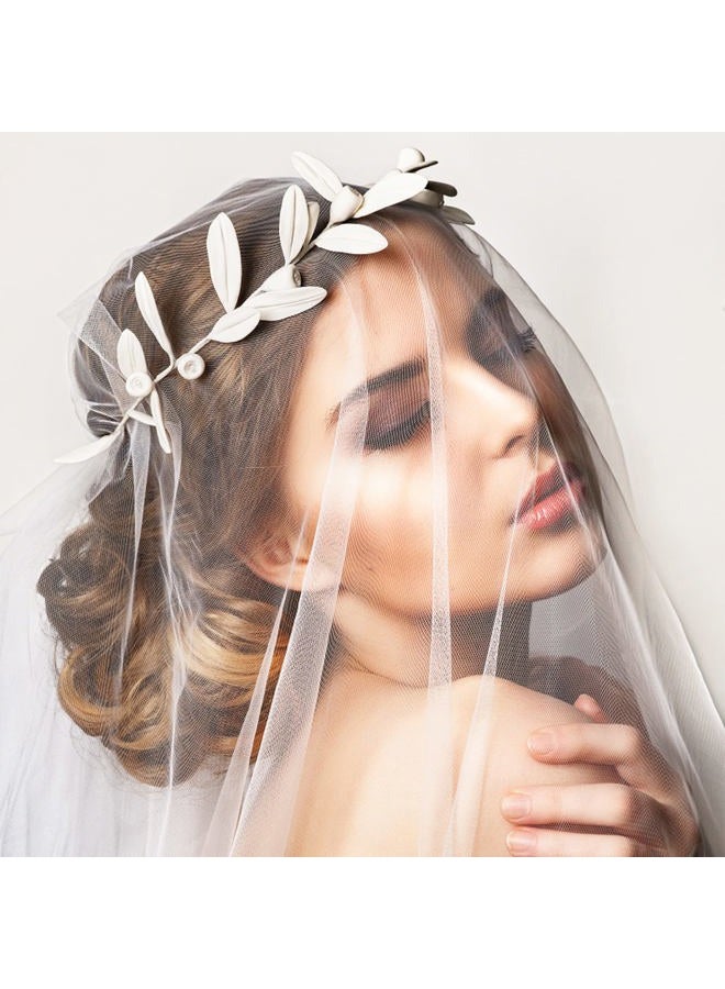 PWEINCY Simple Wedding Veil with Bow, Bridal Tulle Veil with Clip 2 Tier Tulle White Hen do Veil for Bridal Shower Engagement Wedding Bachelorette Party - Image 3