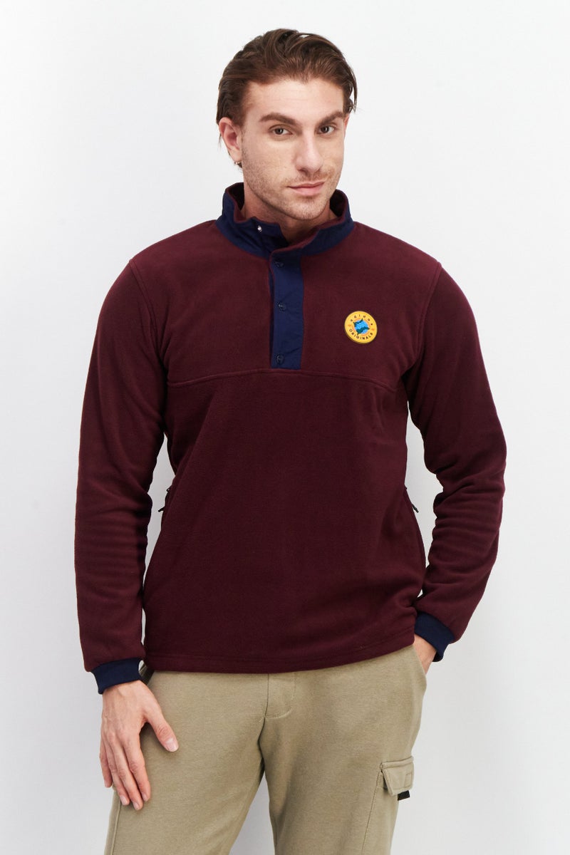 adidas Originals سويت شيرت رياضي للرجال بتصميم لوجو العلامة التجارية، مارون - Image 1